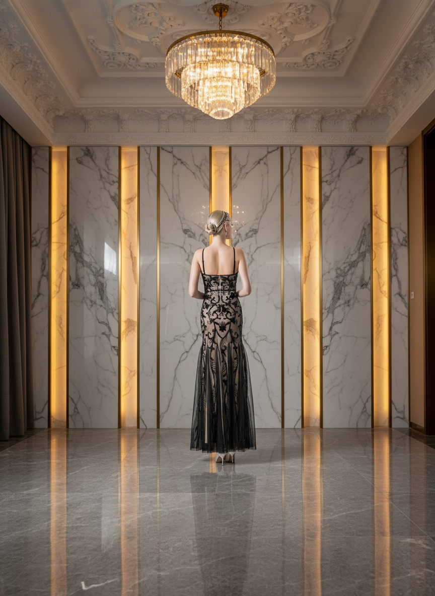 Lyra Sparkling Sequin High-Slit Floor-Length Maxi Gown