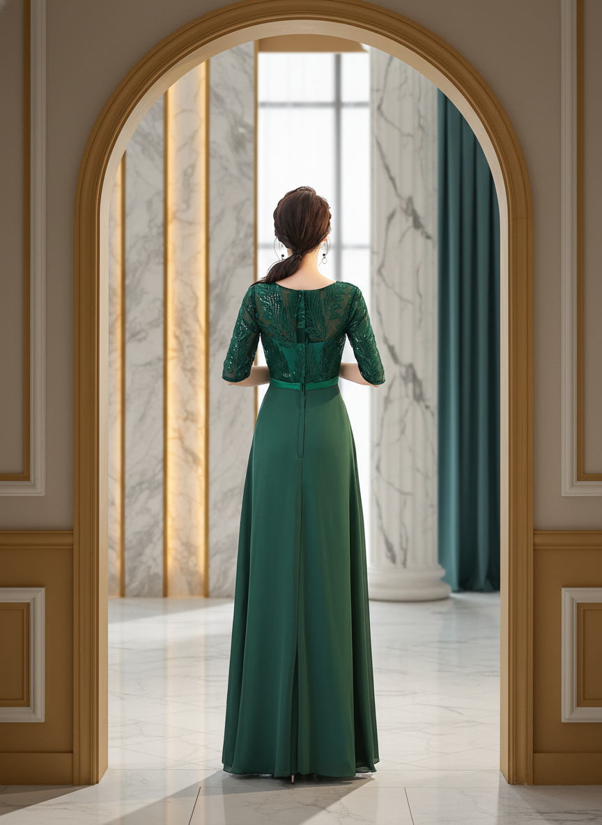 Lyra High-Neck Embroidered Sequin Maxi Dress