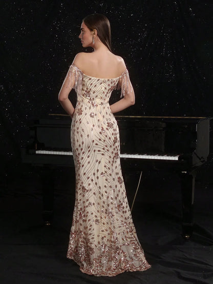 Serena Rhinestone Off-The-Shoulder Ruffle Mini Dress