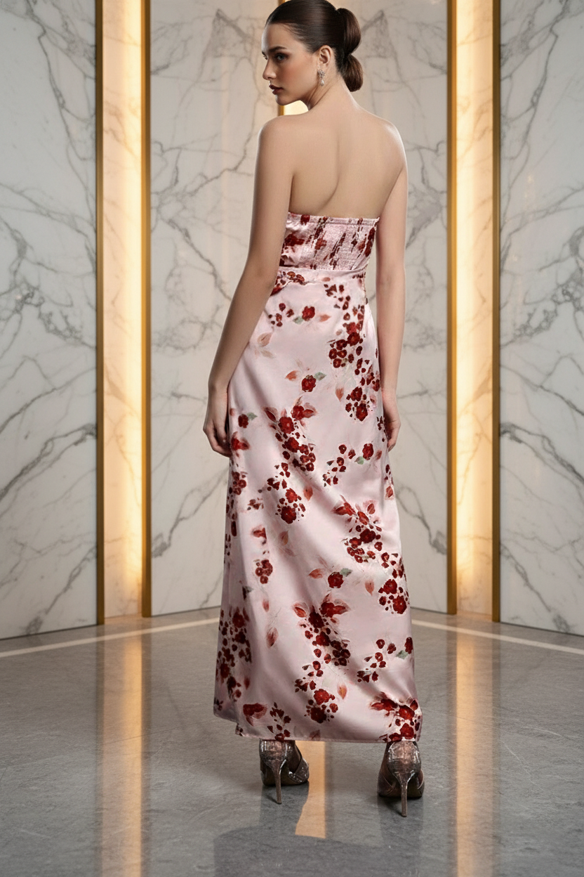 Seraphina Floral Bandeau Ruched Mini Resort Dress