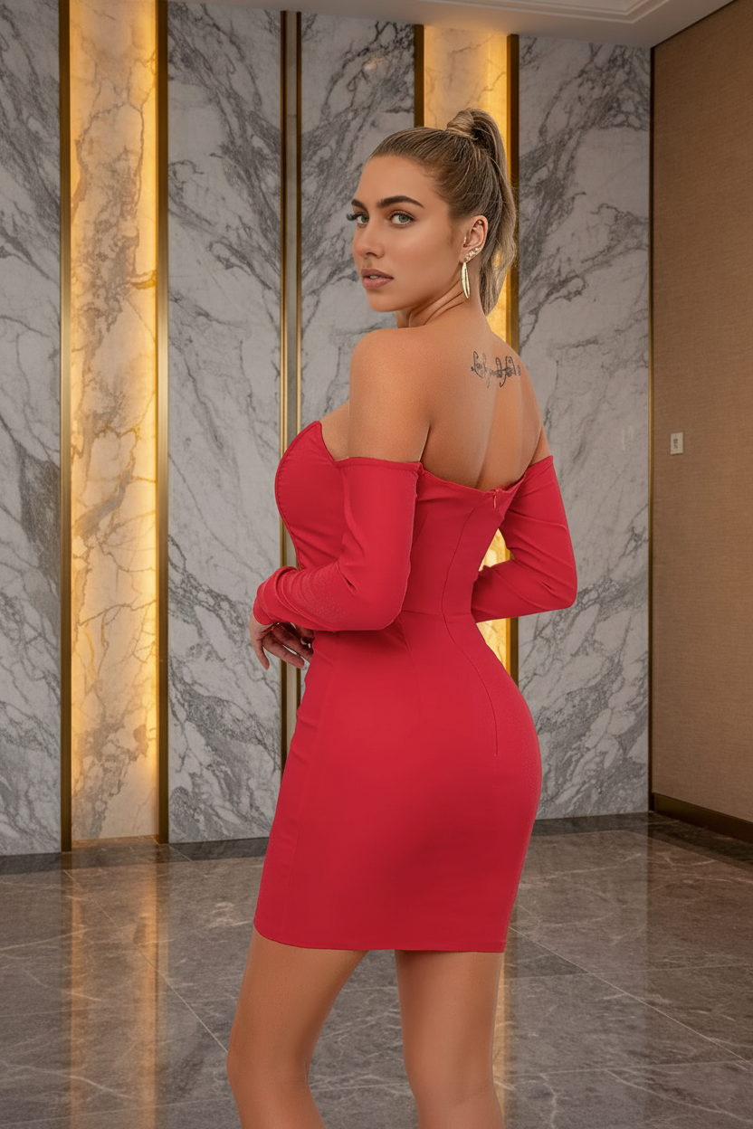 Astra Corset-Style Off-The-Shoulder Mini Dress