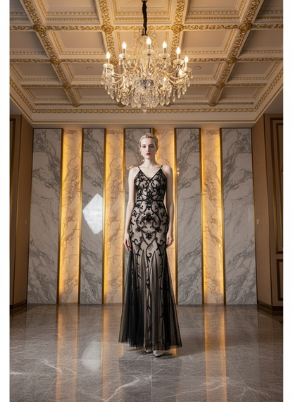 Lyra Sparkling Sequin High-Slit Floor-Length Maxi Gown