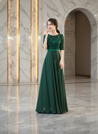Lyra High-Neck Embroidered Sequin Maxi Dress