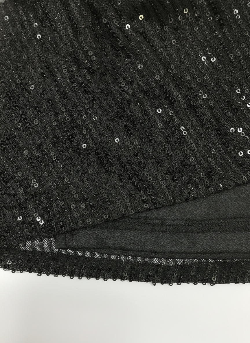 Elara Sparkling Sequin Deep V-Neck Mini Dress with Flared Sleeves