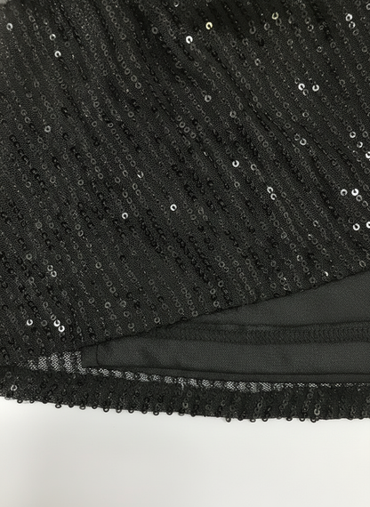 Elara Sparkling Sequin Deep V-Neck Mini Dress with Flared Sleeves