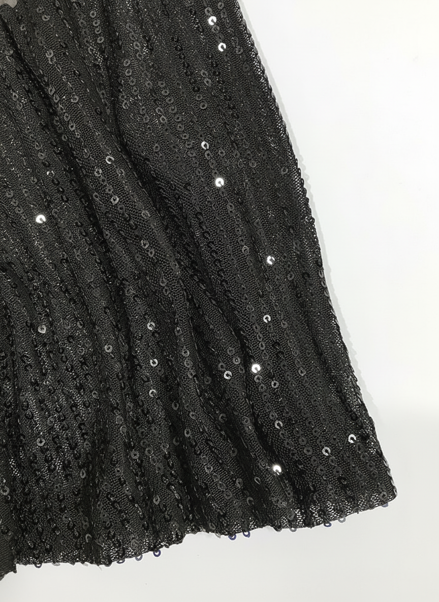 Elara Sparkling Sequin Deep V-Neck Mini Dress with Flared Sleeves