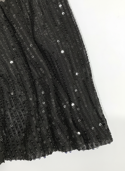 Elara Sparkling Sequin Deep V-Neck Mini Dress with Flared Sleeves